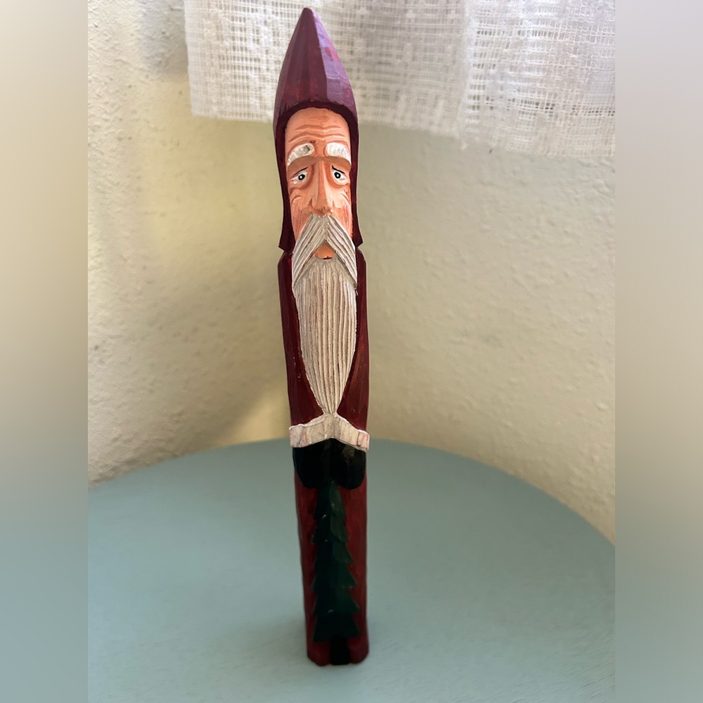 Vintage Wooden Pencil Santa - Christmas Tree - Carved